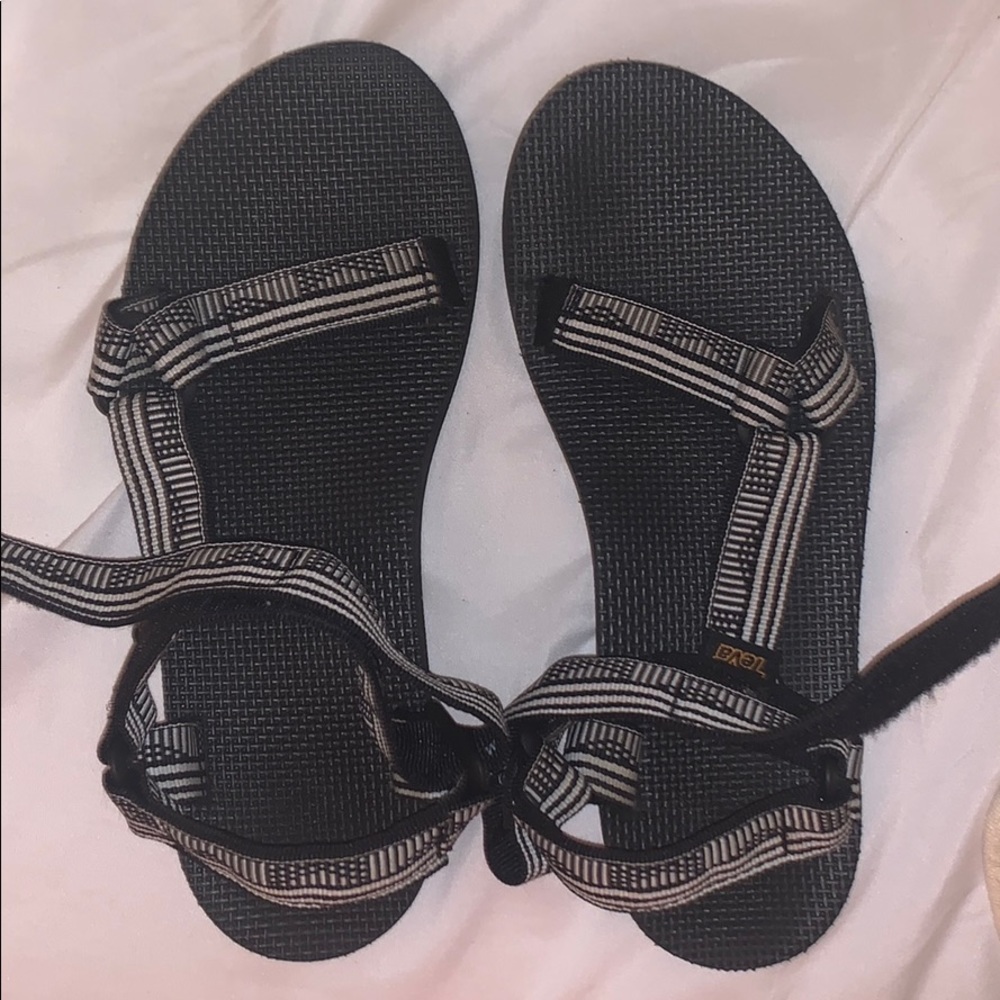 Black & white Teva sandals